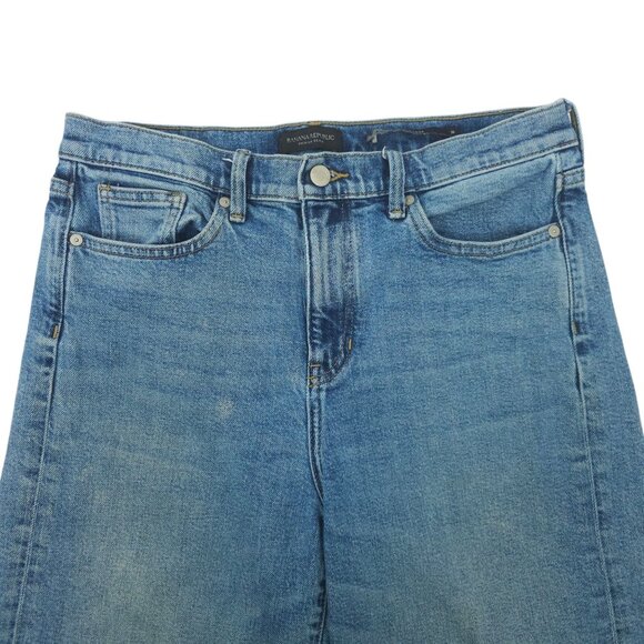 Banana Republic Crop Denim Womens Size 30 Mid Rise Wide Leg Raw Hem Jeans - Picture 9 of 15